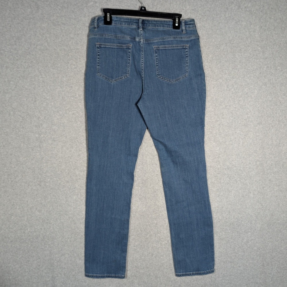 LOGO Lori Goldstein Jeans Womens 12 Blue Embroidered Boho Denim Floral - Picture 2 of 9